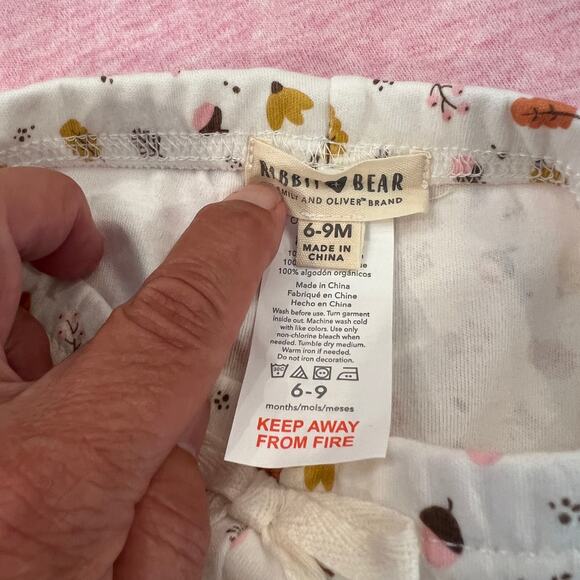 NWT Rabbit + Bear Pink/Ivory Thankful & Grateful Print Bodysuit & Pants - 6-9M - Picture 5 of 9